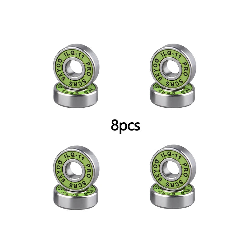 8pcs Bearings ILQ-11 High-Speed Bearings Are Suitable for Skateboard Long Board Inline Roller Skates and Ice Skates with Low Noi