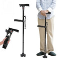LED Telescopic Foldable Walking Cane with Emergency Alarm Anti-slip Elderly Walking Aid Crutch Stick for Seniors Parents