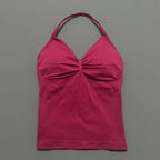 NCOYOE Women Gym Tank Top Sports V Neck Seamless Slim Fit Longline Yoga Top Running Fitness Workout Activewear Top