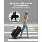 SucceBuy Bowling Ball Bag 3 Ball Double Roller Bowling Bag Featuring a Separate Compartment for Shoes Retractable Handle Extends