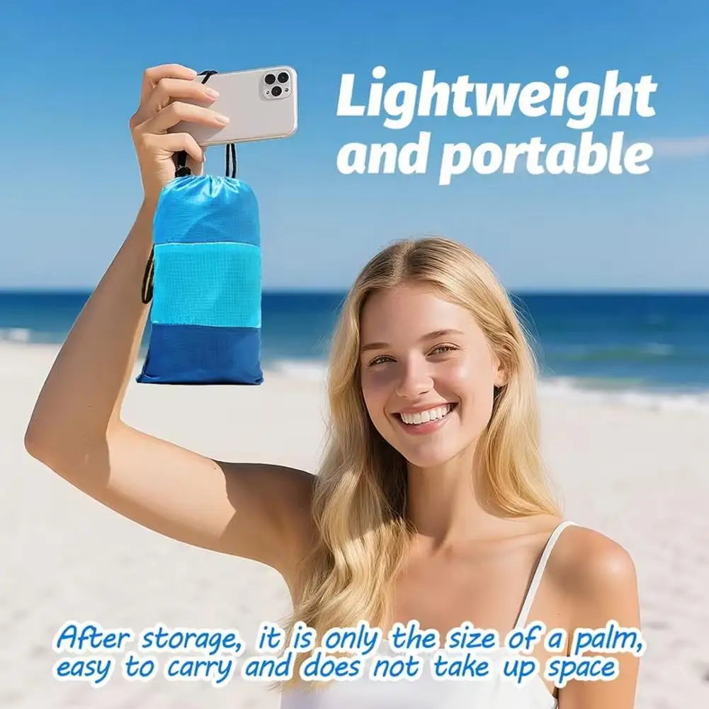 Extra Large Size Beach Blanket with Stakes & Bag Lightweight Waterproof Camping Mat Quick-Dry Picnic Blanket for Outdoor Travel