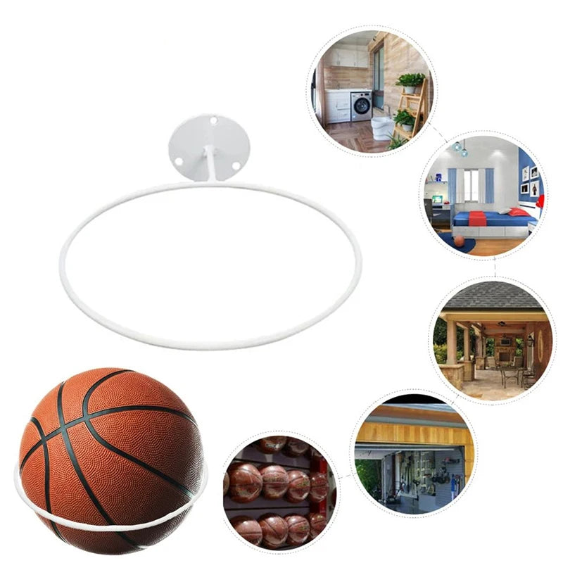 1Pc Metal Wall Mounted Ball Display Rack Round Wall Holder for Basketball Football Volleyball Heavy‑Duty Ball Storage Stand