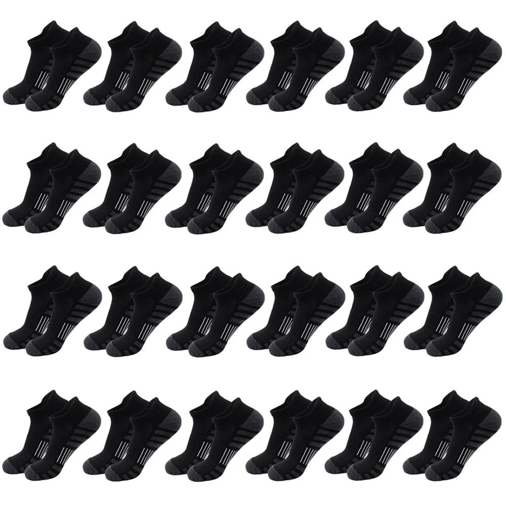 12/24Pairs Ankle Athletic Running Socks Cushioned Breathable Low Cut Sports Tab Socks For Men And Women