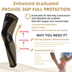 1Pcs Copper Long Knitted Compression Knee Braces - Full Leg Compression Sleeves for Men & Women - Support for Exercise ﻿
