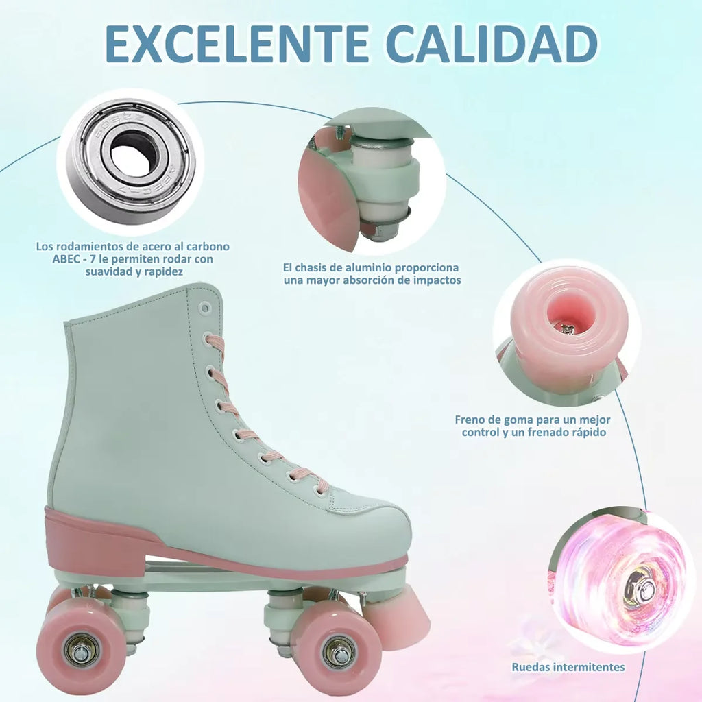 Size 36-41 Flashing Double-Row Roller Skate Shoes For Women Men Outdoor Skating Beginner Kids 4 Wheels Skates Boys Girls Quad Sneakers Gift