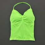 NCOYOE Women Gym Tank Top Sports V Neck Seamless Slim Fit Longline Yoga Top Running Fitness Workout Activewear Top