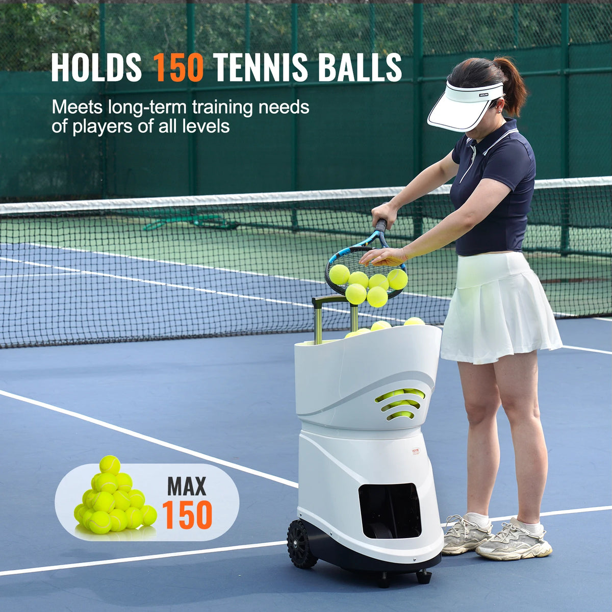 SucceBuy Tennis Ball Machine Automatic Portable Launcher Multi-Mode Drills 2+ Hours Play Rechargeable Battery App Remote Control