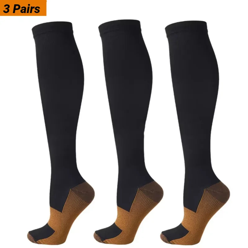 CHUANGERM Compression Socks Unisex Anti Fatigue Pain Relief Knee High Stockings Fit For Golf Rugby Running Hiking Daily Sports