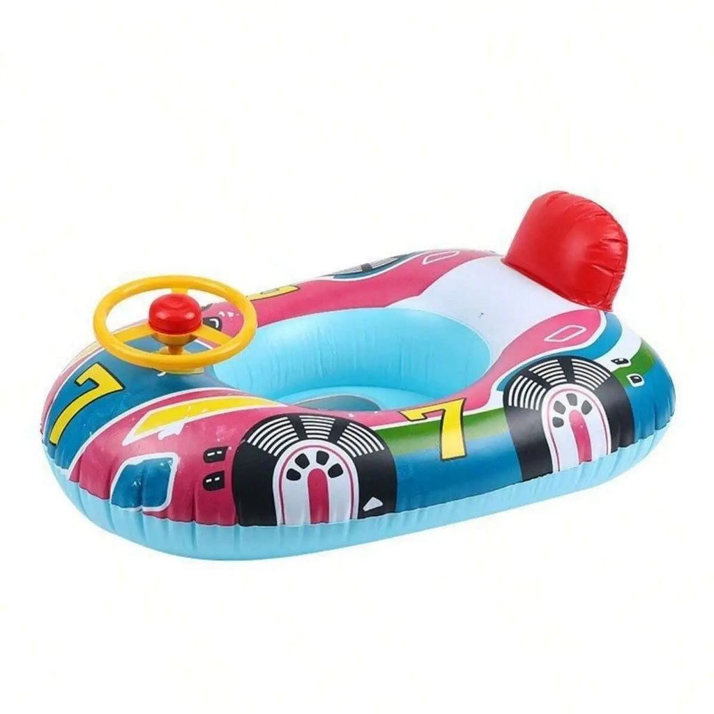 Baby swimming pool float vehicle - inflatable summer beach float for children and toddlers - with handle and safety features