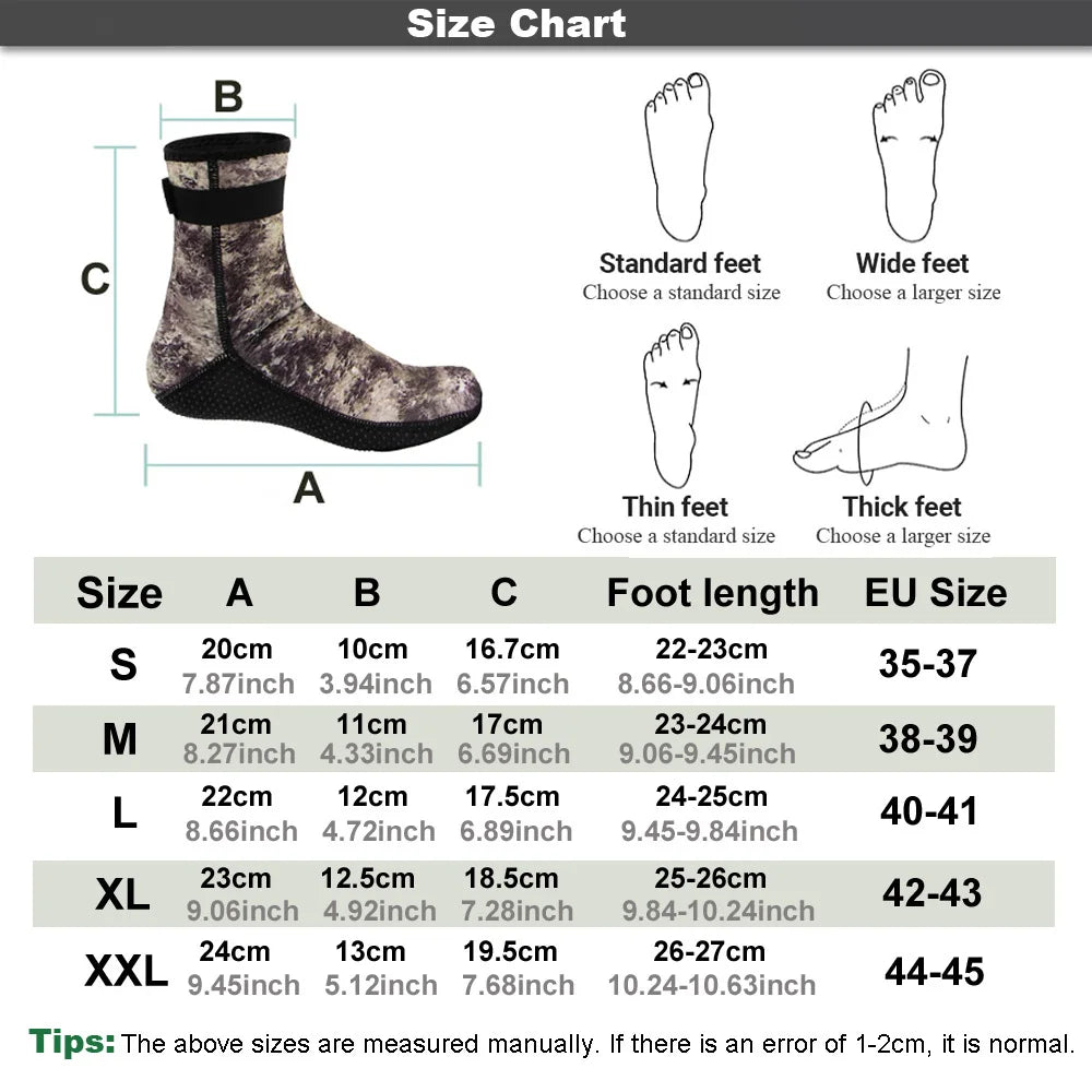 3mm Neoprene Water Socks Diving Sock Anti-Slip Wetsuit Shoes Footwear Fin Sand Proof Beach Volleyball Swim Outdoor Water Sports