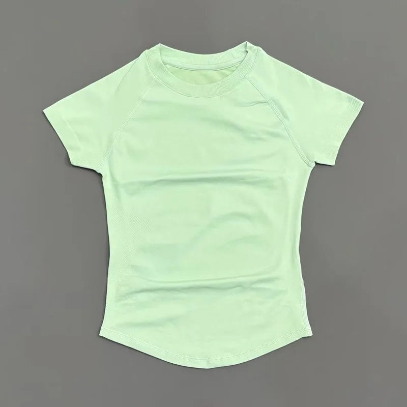 NCOYOE Gym Tank Top Women Short Sleeve Seamless Yoga Top Sports Breathable Slim Fit Workout Shirts Running Fitness Activewear
