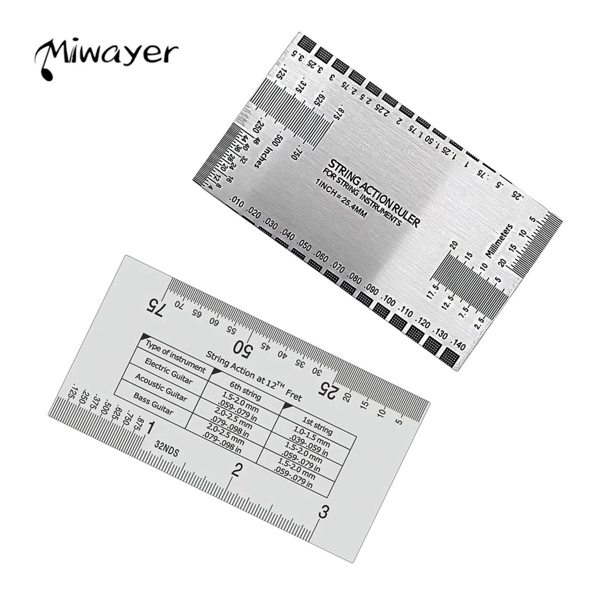 Miwayer Precision String Action Ruler – Professional Luthier Measuring Tool for Guitar, Ukulele, Bass, Banjo & Mandolin