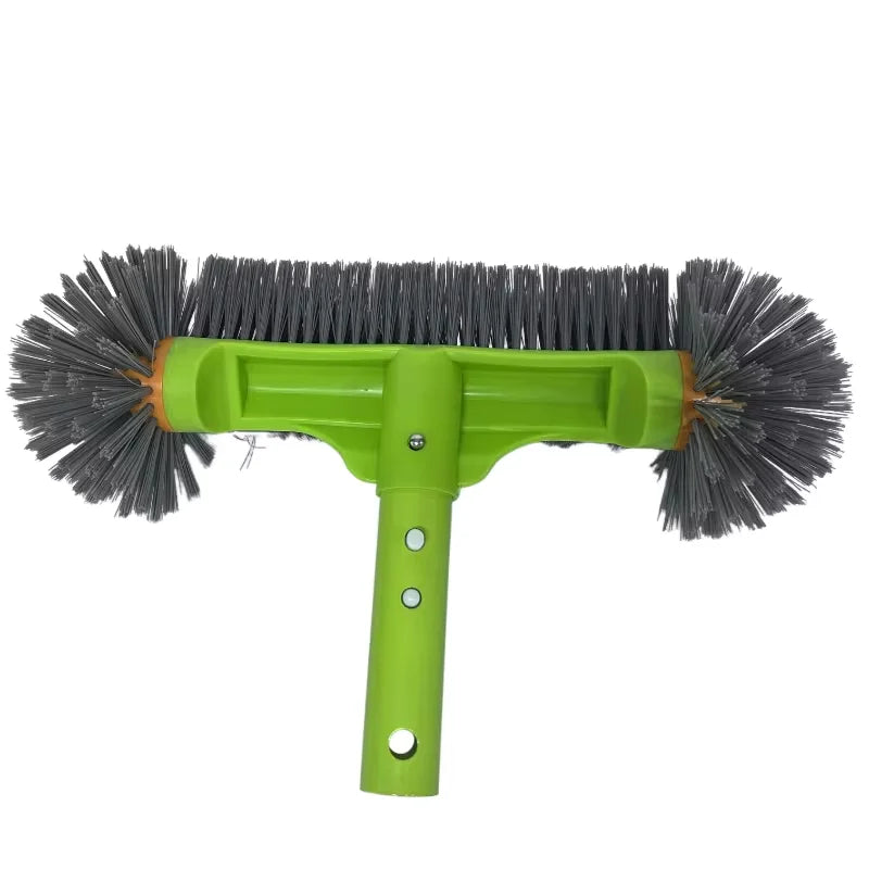 13 Inch Heavy Duty Pool Brush 7 Rows Nylon Bristles Handle - Pool Cleaner for Walls Tiles Floors Maintenance