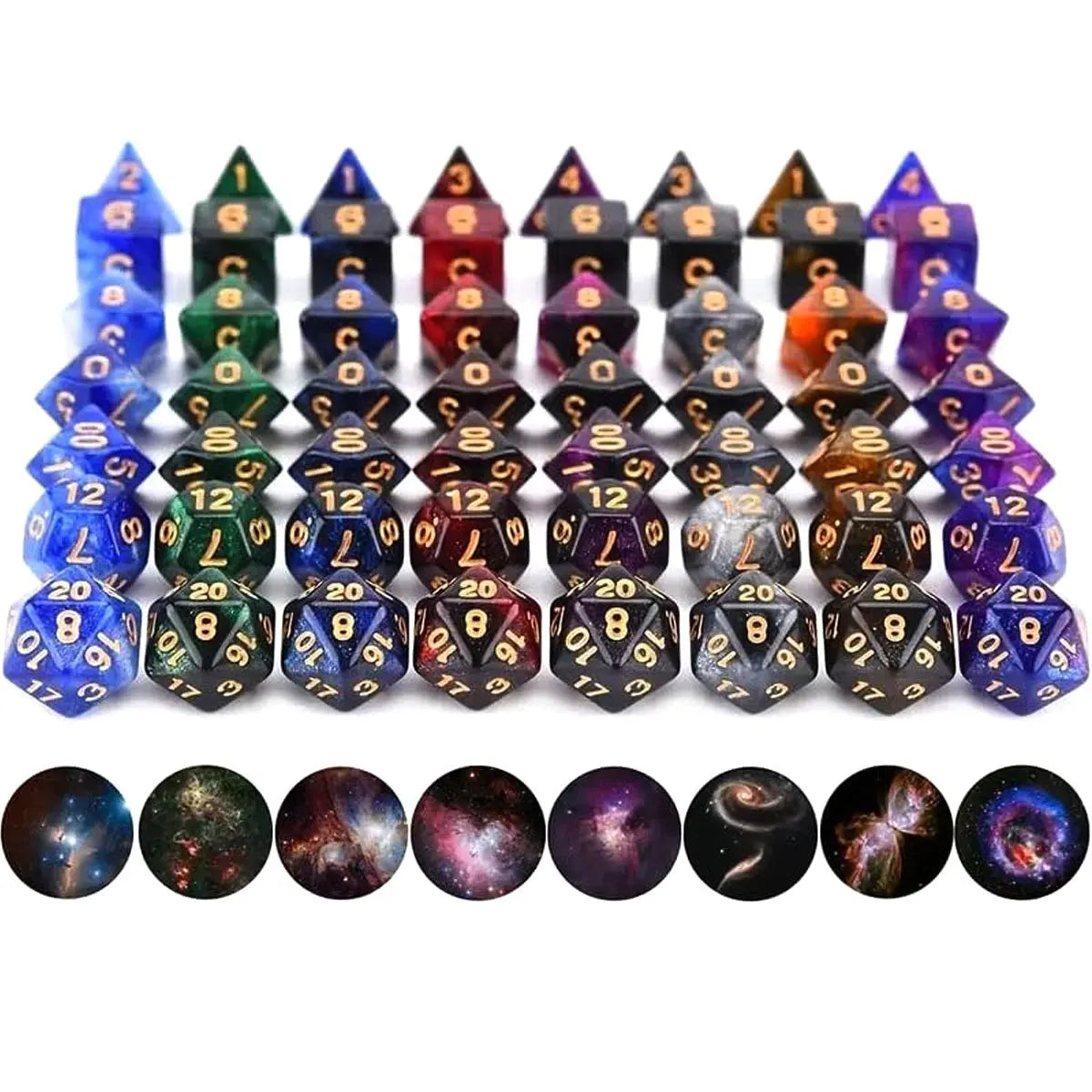 42pcs Polyhedral DND Dice Set with Black Drawstring Pouch - Color-Coded Faces, RPG & D&D Tabletop Game Accessories, ZSY