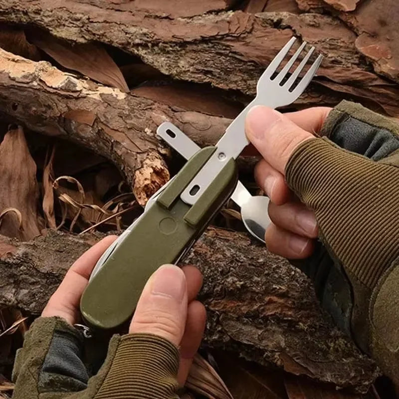Portable multi-functional camping utensils, outdoor detachable forks, spoons, knives, folding tableware with storage bag