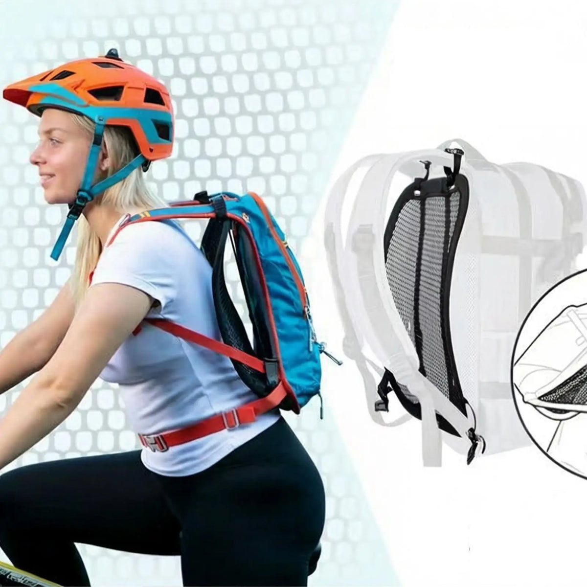 Ergonomic Airflow Ventilation Backpack Spacer Breathable Mesh Backpacks Ventilation Frame Sweat Reducing for Cycling Hiking