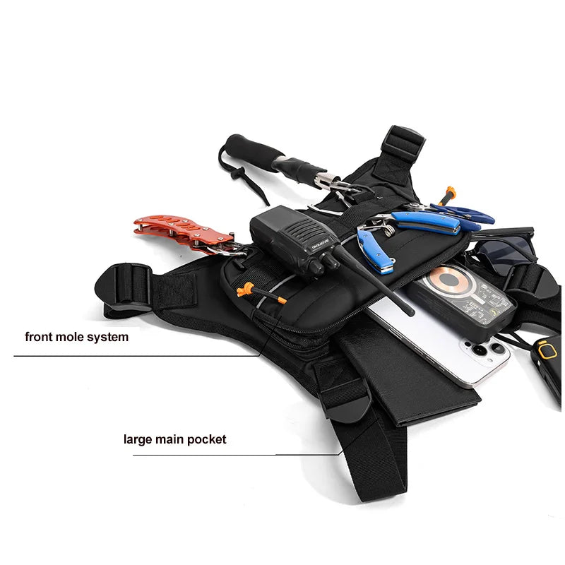 Front Chest Bag Camping Vest Backpack for Men Women Running Tactical Pack Sports Outdoor Cycling Running Fishing Travel Rig Bag