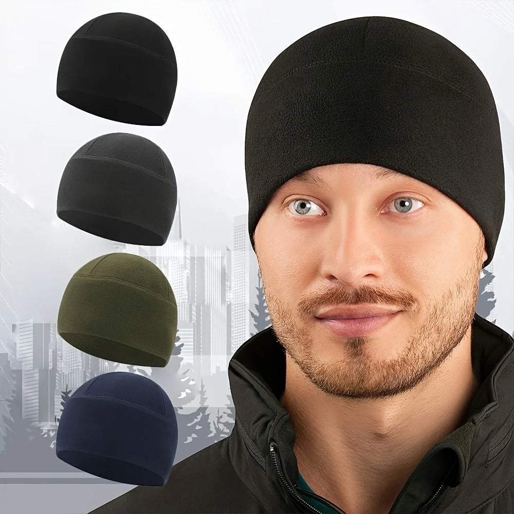 Warm Cycling Hat Thermal Windproof Polar Fleece Lining Skull Cap Cold Proof Outdoor Sports Hiking Running Ski Beanie Cap