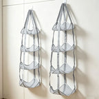 3/4 Tier Hanging Ball Storage Bag with Hooks, Mesh Sports Equipment Organizer for Basketball Football Volleyball, Over Door Wall