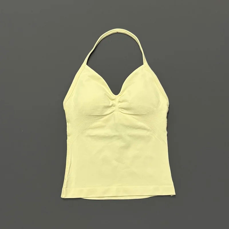NCOYOE Women Gym Tank Top Sports V Neck Seamless Slim Fit Longline Yoga Top Running Fitness Workout Activewear Top
