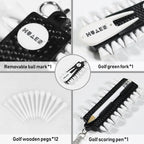 Golf Tees Rack with 12pcs Tees Green Fork and Pencil Portable Golf Accessory Storage Device TC001