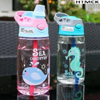 480ML Kids Cartoon Sippy Cup LeakProof Straw Water Bottle Handheld Portable Drinking Vessel for Outdoor Sports Children DailyUse