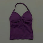NCOYOE Women Gym Tank Top Sports V Neck Seamless Slim Fit Longline Yoga Top Running Fitness Workout Activewear Top