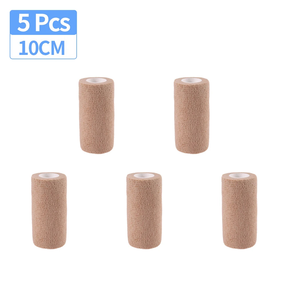 Sports Fixing Finger Wrist Leg 5 Pcs 2.5/5/7.5/10cm Self Adhesive Elastic Bandage Cohesive Non-woven Wraps Tape Disposable