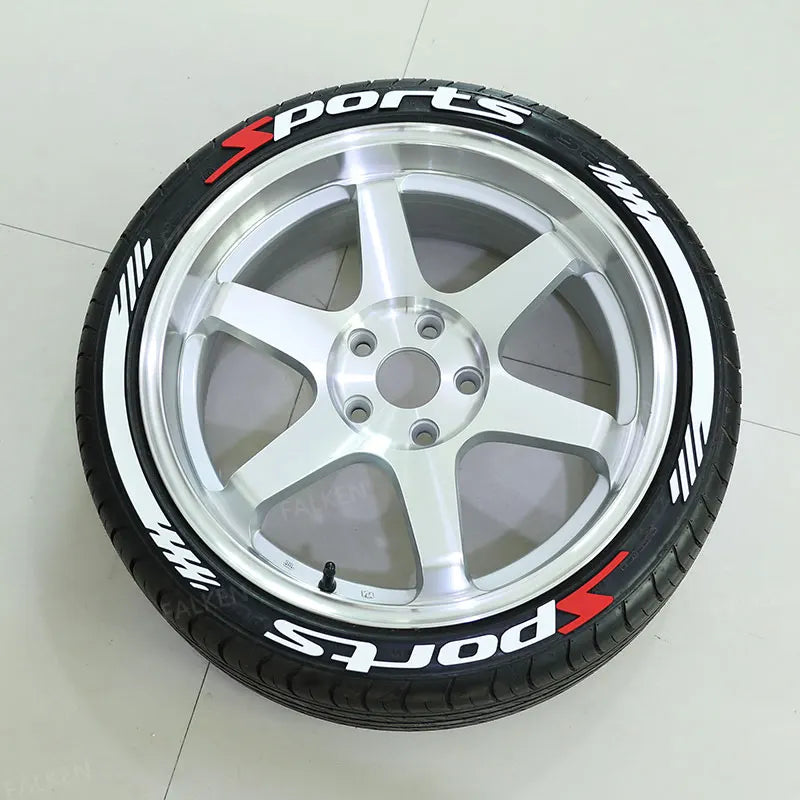 SPORTS Tire Letter Stickers 8PCS for 4 Wheels Universal Rubber Tire Decals Racing JDM Wheel Sidewall Car Accessories DIY