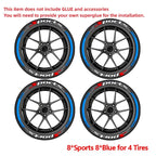 SPORTS Tire Letter Stickers 8PCS for 4 Wheels Universal Rubber Tire Decals Racing JDM Wheel Sidewall Car Accessories DIY