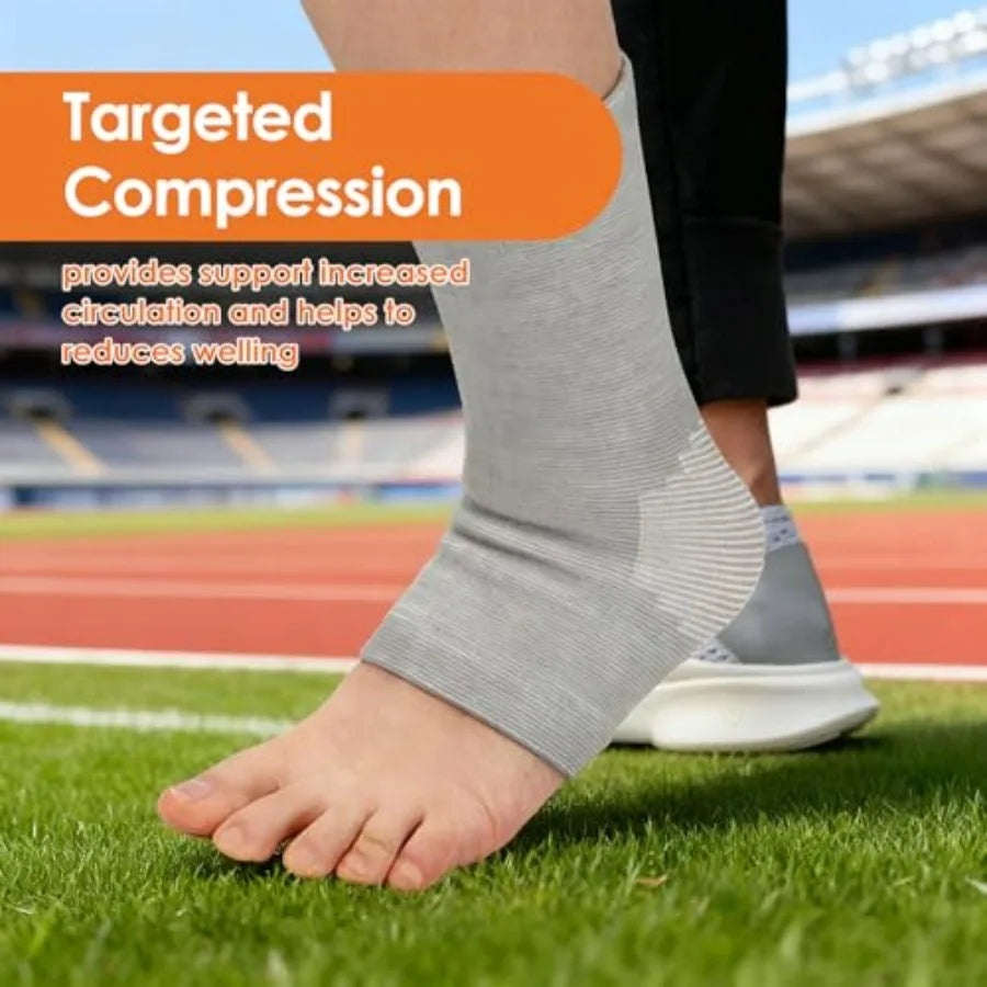 Ankle Compression Sleeve Breathable Foot Compression Sleeve Gray Soft Ankle Brace Keep Warm Ankle Socks for Women Men Sports Ar