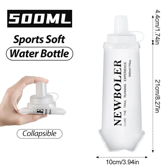 NEWBOLER TPU Outdoor Sport Folding Soft Flask Drink Portable Water Bottle for Running Camping Hiking Bicycle Fitness Water Bag