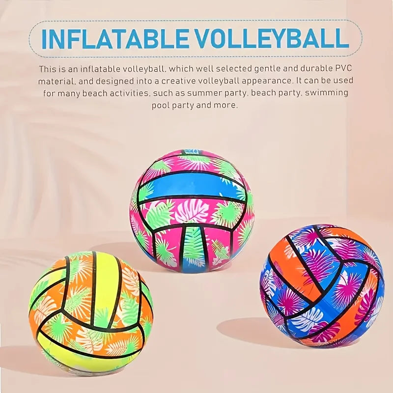 4/2/1pcs Inflatable Beach Volleyballs 4pcs - Tropical Leaf Print PVC Pool Toys, Summer Outdoor Sports Gear for Adults & Kids