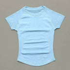 Sport Short Sleeve Top Women Running Sports T Shirt Summer Short Sleeve Round Neck Breathable Stretchy Gym Yoga Fitness Top