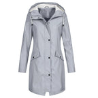 Women Waterproof Zipper Rain Jacket Solid Color Ladies Outdoor Mountaineering Lightweight Raincoats Plus Size XS-3XL