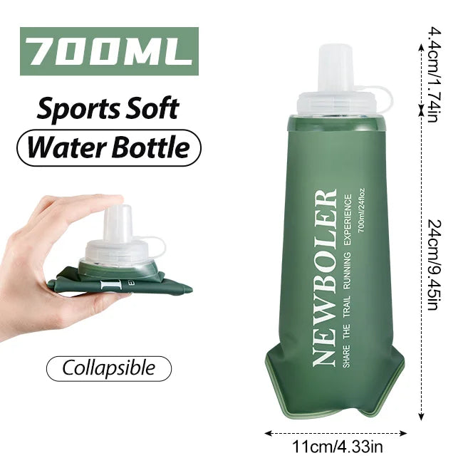 NEWBOLER TPU Outdoor Sport Folding Soft Flask Drink Portable Water Bottle for Running Camping Hiking Bicycle Fitness Water Bag
