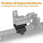 Tactical 45 Degree Rail Mount Offset 4 Slots 21mm Picatinny Side Rail for Flashlights Red Dot Sight Optics Mount