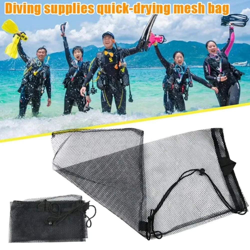 Water Sports Quick Dry Drawstring Net Bag, Portable Swim Dive Pack for Snorkelling Mask Flippers Camping Kayaking Hiking