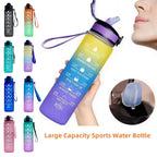 1000ML Large Capacity Sports Water Bottle with Time-Tracking Straw Leak Proof Locking Flip Cover for Outdoor Fitness