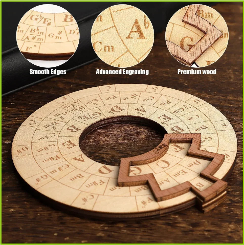 Wooden Melody Tool Round Circle of Fifths Wheel Melody Chord Tool Music Transpose Accessories For Musicians Beginners Songwriter