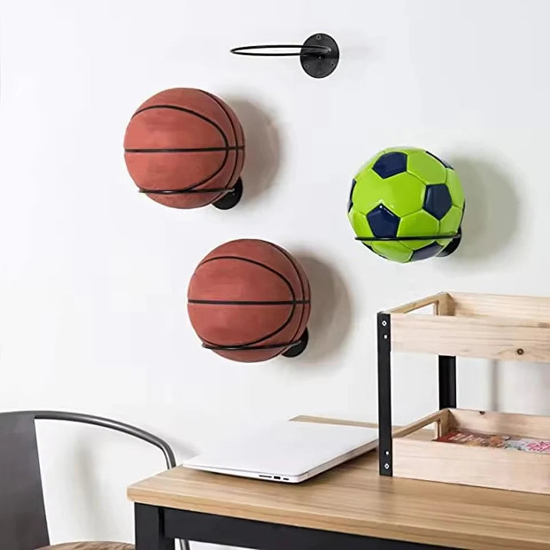 1Pc Metal Wall Mounted Ball Display Rack Round Wall Holder for Basketball Football Volleyball Heavy‑Duty Ball Storage Stand
