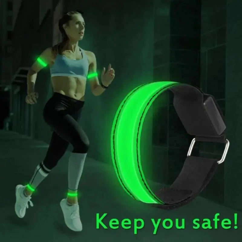 Outdoor Night Running Armband USB Rechargeable LED Light Sports Safety Belt Arm Leg Warning Wristband Cycling Bike Bicycle Light