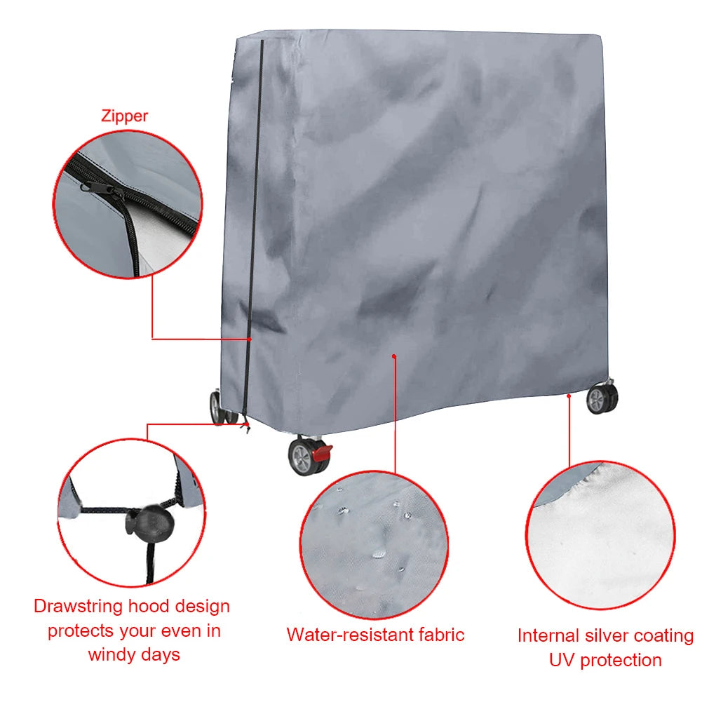 Ping Pong Table Storage Cover 210D Waterproof Dustproof Table Tennis Table Cover with Zipper Oxford Fabric for Indoor Outdoor