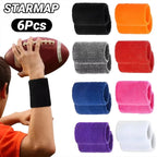 6Pcs Sweat Absorption Sports Wristband Moisture Wicking Wrist Guard For Tennis Basketball Running Sweatbands Bands Absorbent