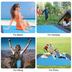 Extra Large Size Beach Blanket with Stakes & Bag Lightweight Waterproof Camping Mat Quick-Dry Picnic Blanket for Outdoor Travel