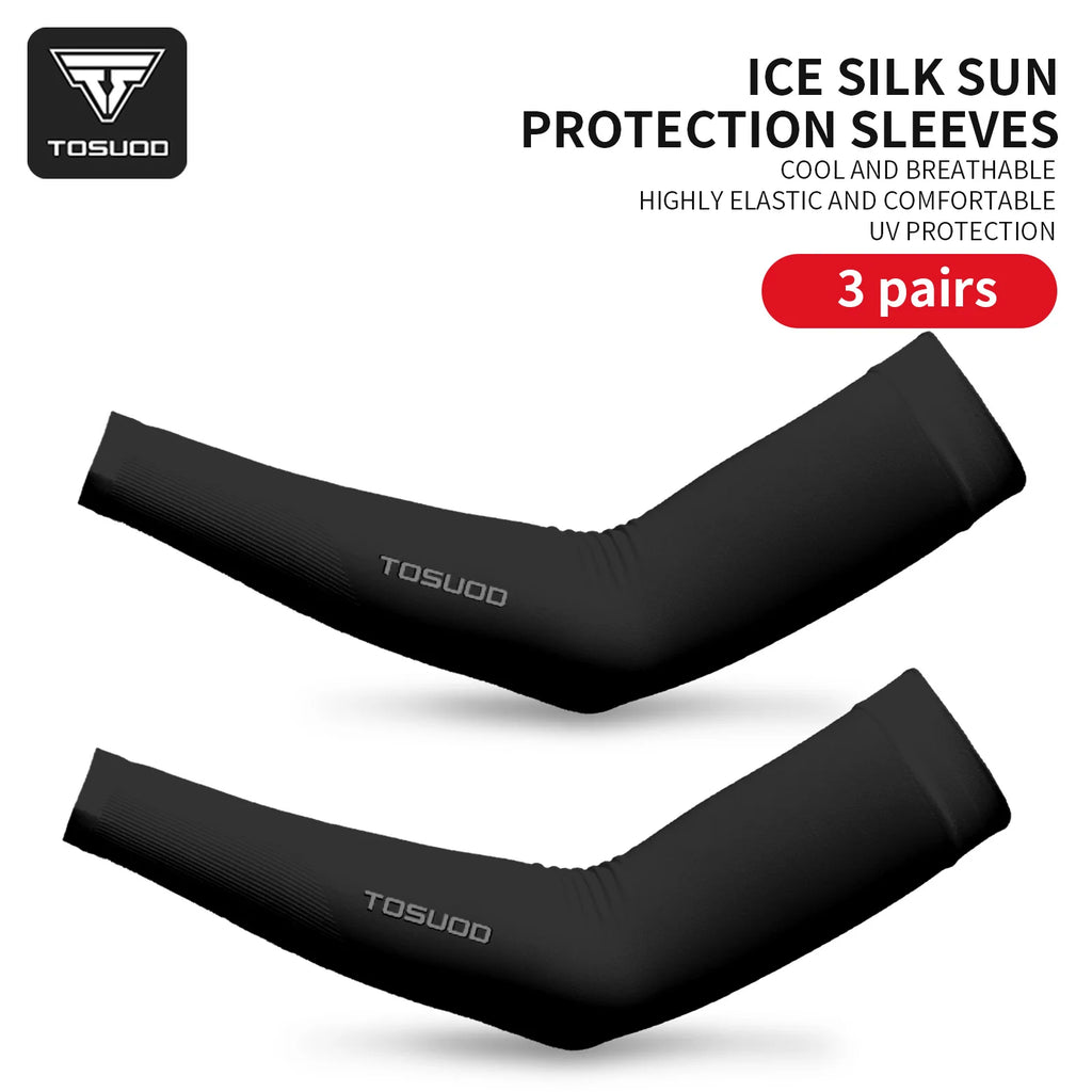 TOSUOD Ice Silk Bicycle Sleeves Summer Breathable Cycling Arm Protection Outdoor Sun UV Protect Sports MTB Road Bike Sleeves