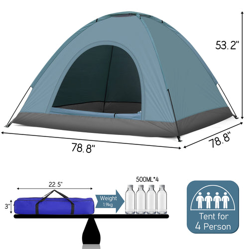 3 4 Person Camping Dome Tent Waterproof UV Proof 180T Silver Coated Polyester Fiberglass Poles Portable Carrying Bag for Outdoor