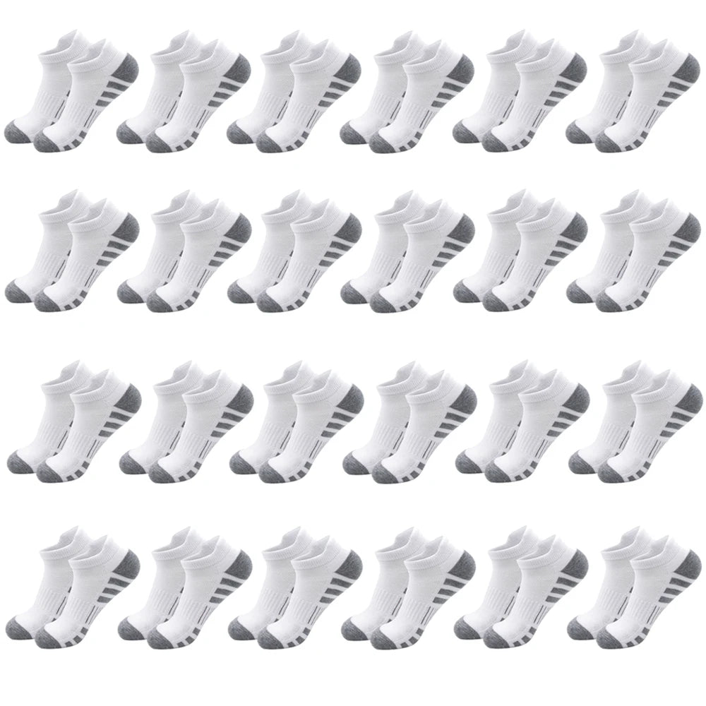 12/24Pairs Ankle Athletic Running Socks Cushioned Breathable Low Cut Sports Tab Socks For Men And Women
