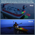 Boat Navigation Lights Kayak Lights for Night Operated Boat Stern Led Boats Safety for Pontoon Dinghy 4 Types Flashing Mode