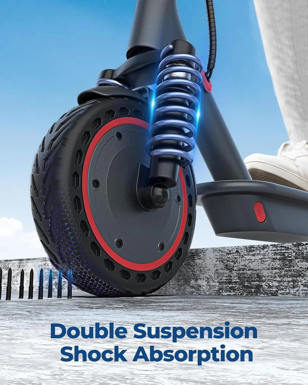 AOVOPRO AP07 Electric Scooter 10.5Ah 19mph APP Smart Control Scooter 8.5inch 23miles Max Range Double shock absorption for Adult